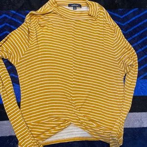 Mustard tie knot top with long sleeves